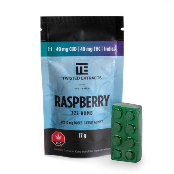 Twisted Extracts – Blue Raspberry 1:1 Zzz Bomb- Indica (40mg THC + 40mg CBD)