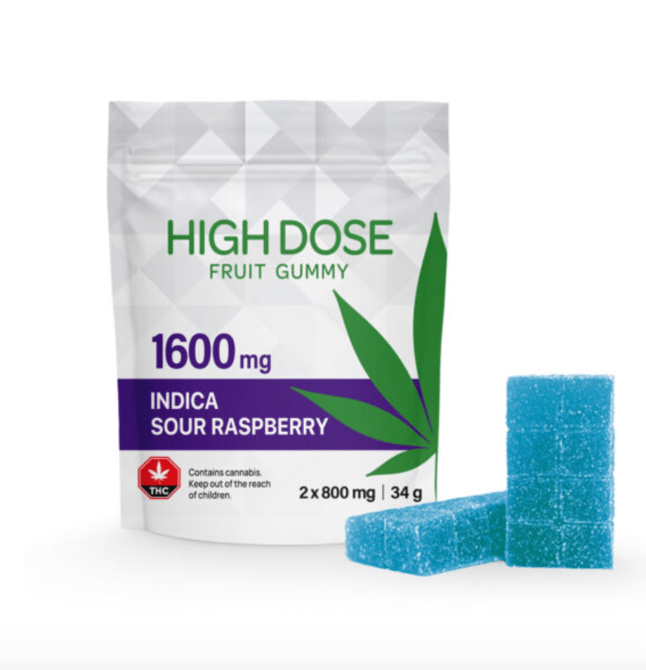 Twisted Extracts – Super Strength Sour Raspberry Fruit Gummies- Indica (1600MG THC)