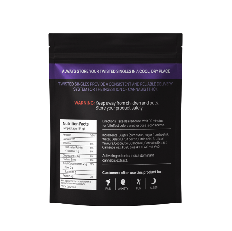 Twisted Extracts - Blueberry High Dose THC Gummies (1200 mg/Bag- Indica) - Image 2