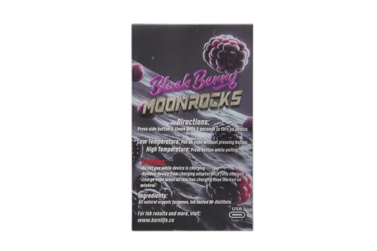 Burn. 3 Gram Vape – Blackberry Moonrocks (Hybrid) - Image 2
