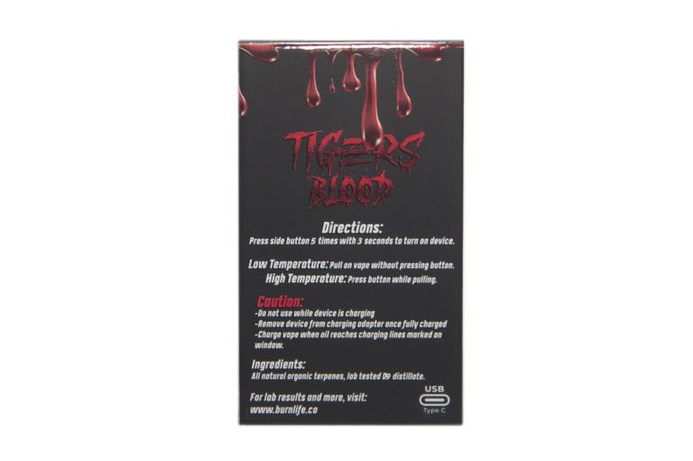 Burn. 3 Gram Vape – Tigers Blood (Indica) - Image 2