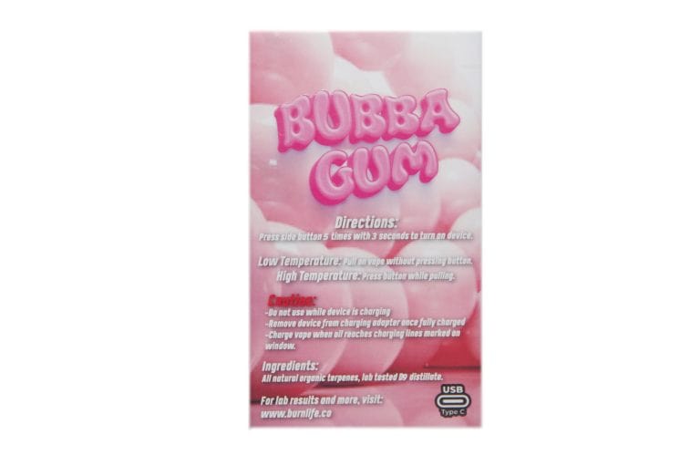 Burn. 3 Gram Vape – Bubba Gum (Indica) - Image 2