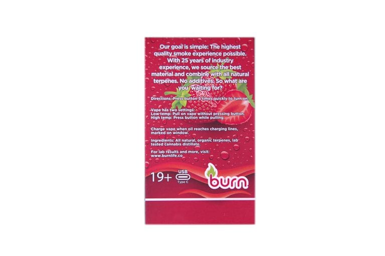 Burn. 3 Gram Vape – Strawberry Cough (Sativa) - Image 2