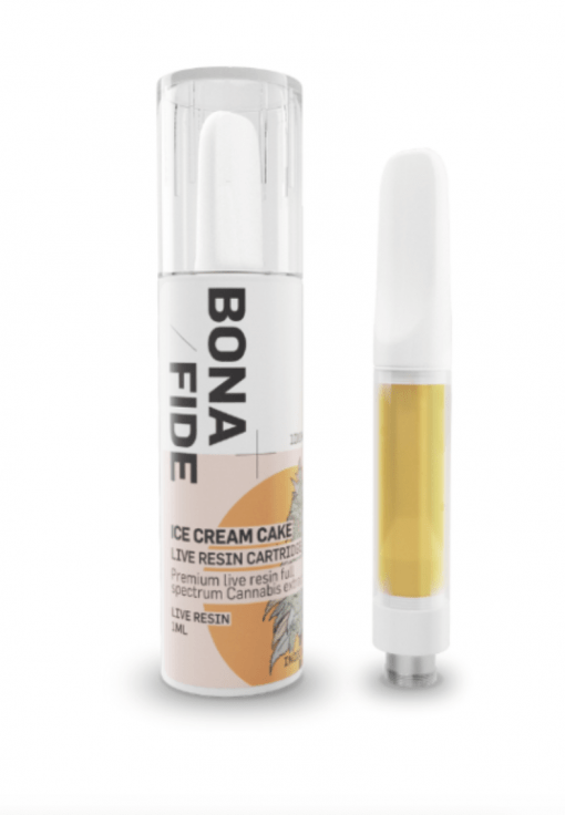 Bonafide – Premium Live Resin Cartridge- 1000mg Indica (Ice Cream Cake)